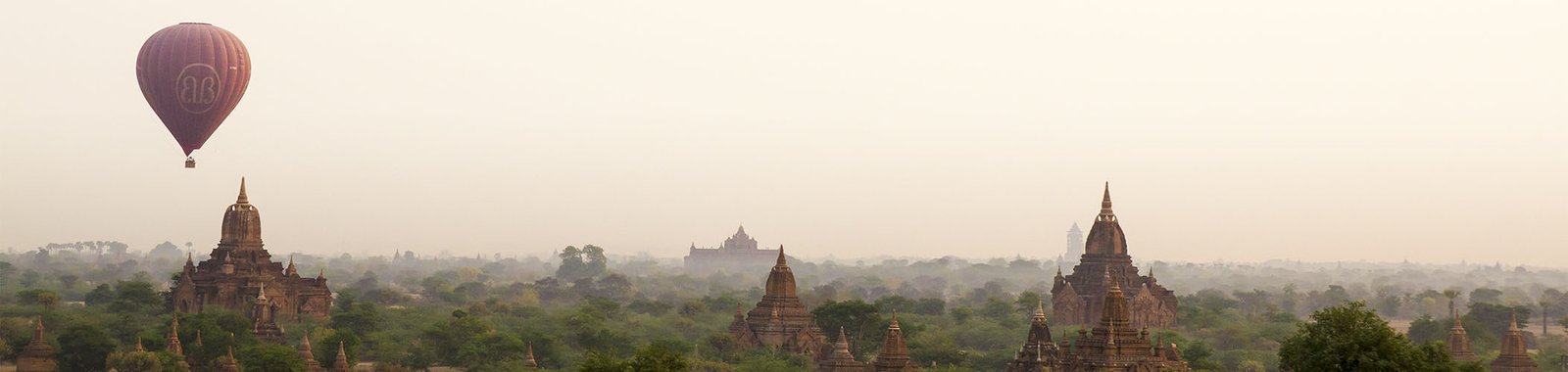 Hot air ballooning above the temples of Bagan